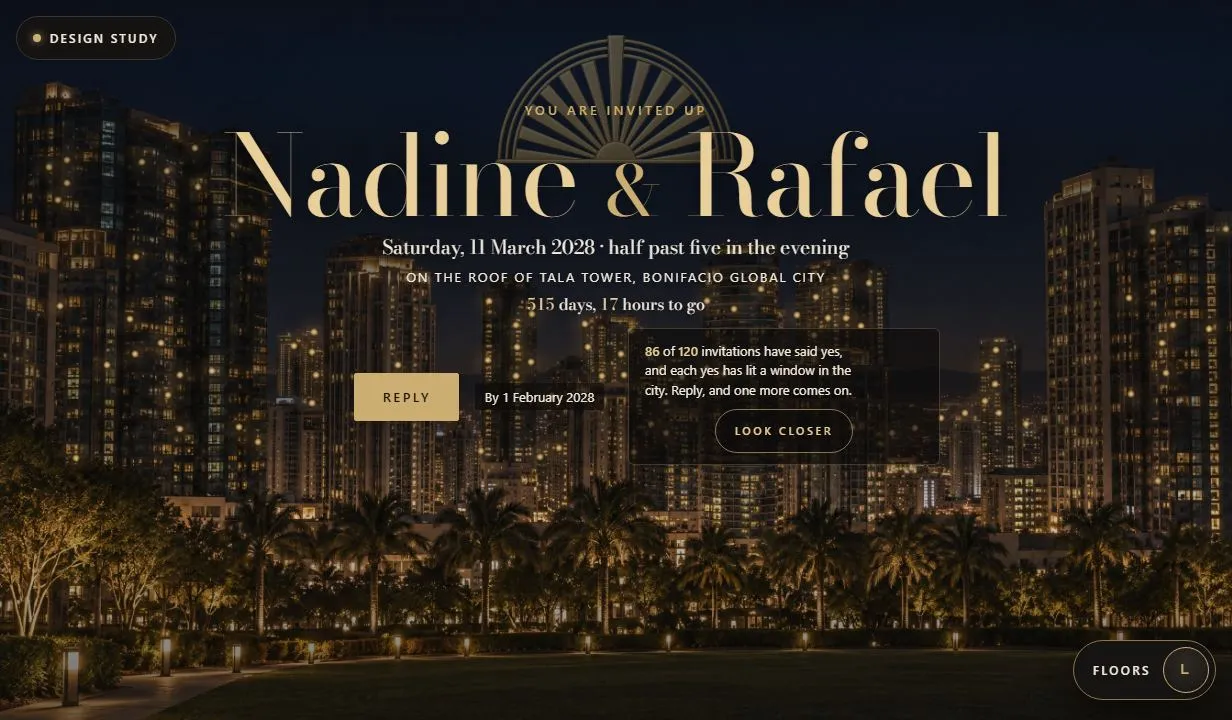 The Nadine and Rafael design study, opened at the top of the page