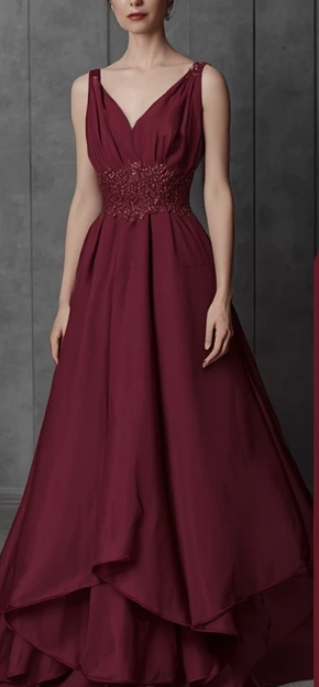 Red wine evening gown